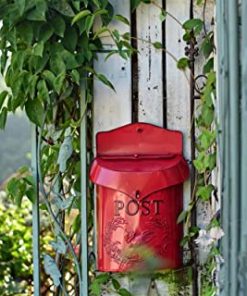 HZPXSB Boîte aux Lettres française Villa Jardinage extérieur boîte aux Lettres en Relief rétro Pastoral Art Fleur Boutique café décoration Murale Suspendue avec Serrure (Color : Red)