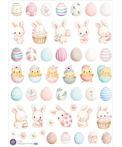 48 autocollants de Pâques aquarellés