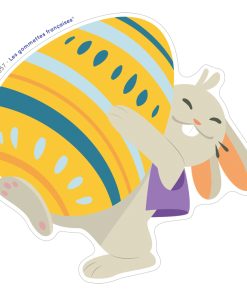 Stickers Lapin portant un énorme oeuf de Pâques
