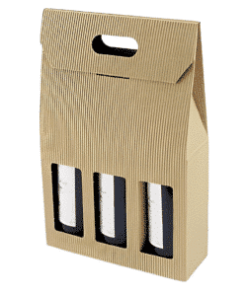 Étui carton pour 3 bouteilles avec poignée 27 + 9 x 38 cm