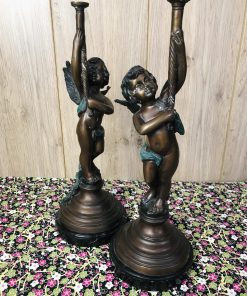 Duo de statue angelot bronze