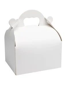 Caissette pâtissière blanche à poignée carton 10.5 x 10.5 x 4.5 cm par 50