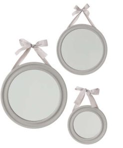 (Destockage) Lot de 3 miroirs ronds (Couleur aléatoire gris, blanc ou taupe)